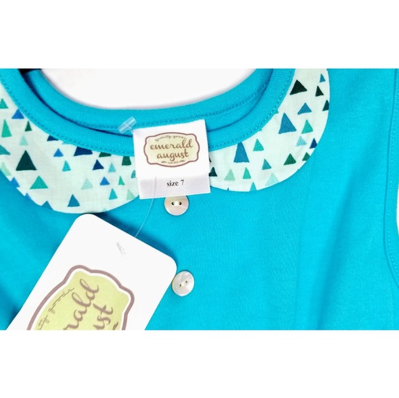 Emerald August Girls Blue Floral Sleeveless Dress - Picture 5 of 7